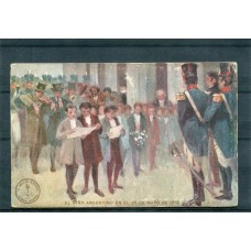 CENTENARIO 1810 - 1910 PATRIOTICA ANTIGUA TARJETA POSTAL SERIE LA OBRA DE LA PATRIA